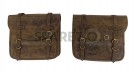 For Royal Enfield Bear 650 Canvas and Leather Pannier Bags Dust Color With Saddle Stays - SPAREZO